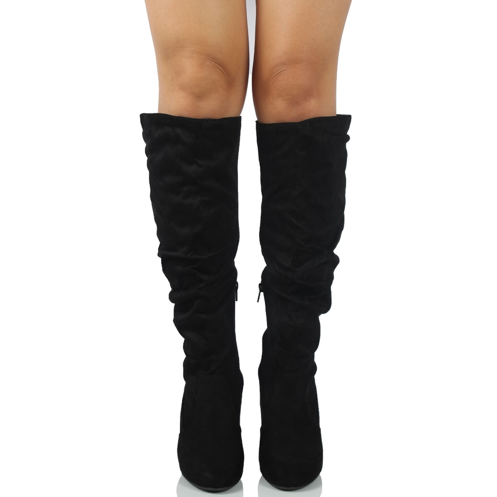 Size 10 Black faux suede slouchy Knee High Boot - Picture 4 of 8
